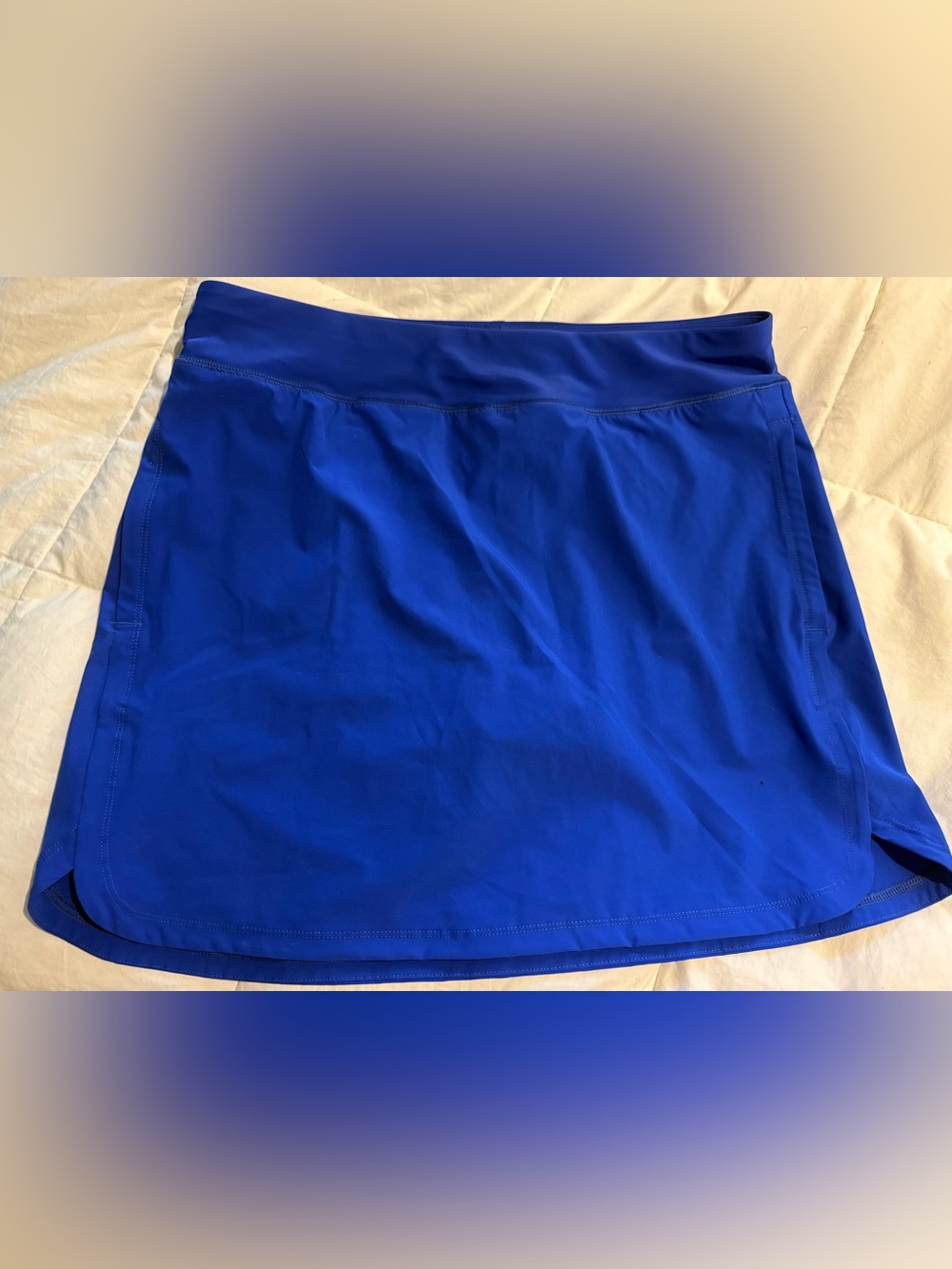 Size M Lands' End Swim Skort Full Coverage Pockets Bold Blue Athletic Skirt